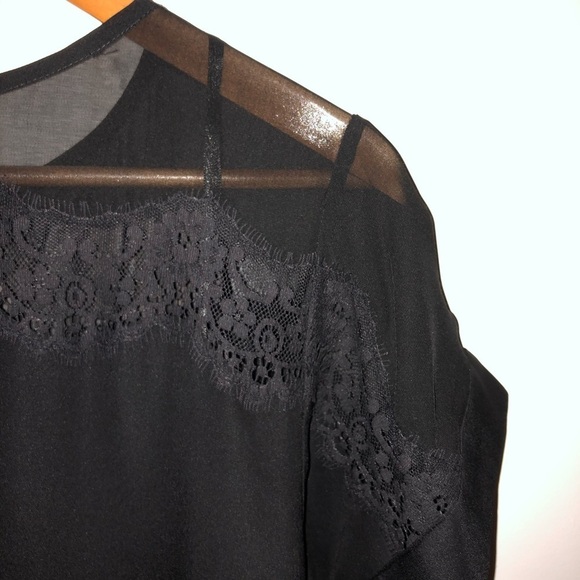 Jessica Simpson black tunic shirt dress. Lace top - Picture 2 of 9